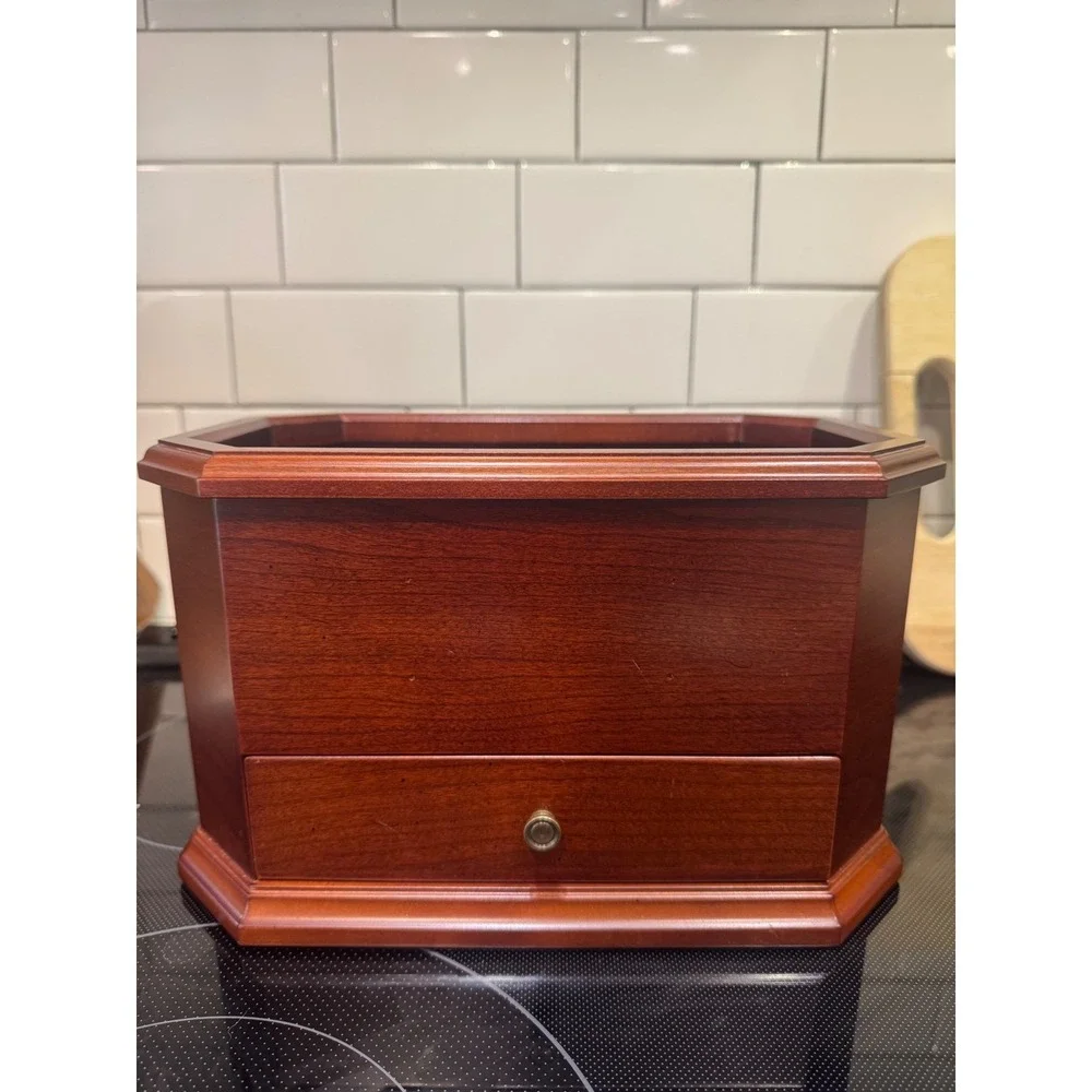 Vintage Bombay Company Wooden Desk Organizer/Jewelry Mahogany Finish Drawer